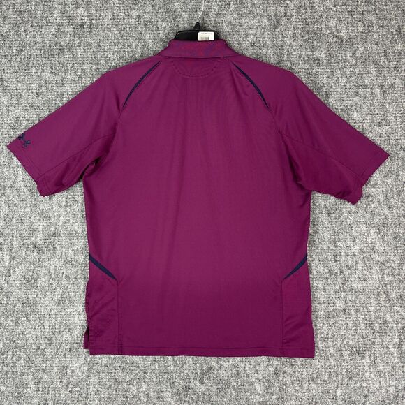 Under Armour Shirt Mens Medium Golf‎ Polo Heatgear Loose Short-Sleeve Purple - Picture 3 of 13